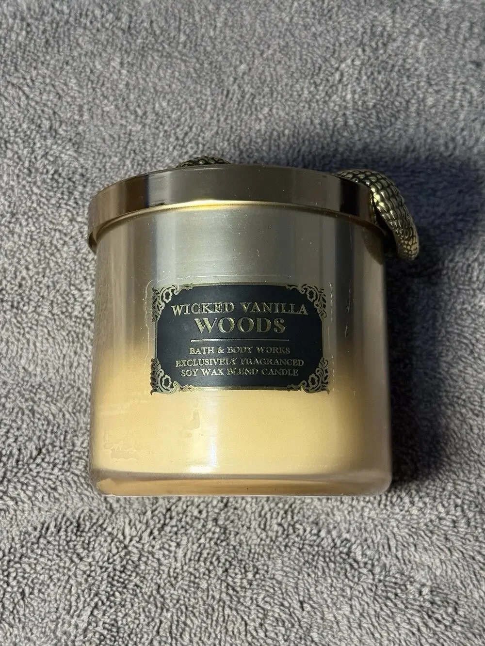 NEW Bath & Body Works Wicked Vanilla Woods 14.5 Oz 3 Wick Candle Snake Lid